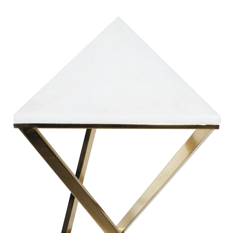 Metal Side End Accent Table with Marble Top - Set of 2 Gold - Roche River Decor