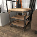 Wood 2 Shelves Side End Accent Table - Brown - Roche River Decor