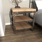 Wood 2 Shelves Side End Accent Table - Brown - Roche River Decor
