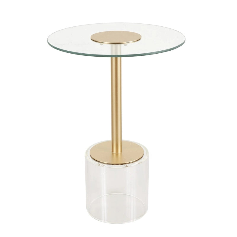 Tavolino d'appoggio in acrilico con base rialzata e supporto dorato - Trasparente - Roche River Decor