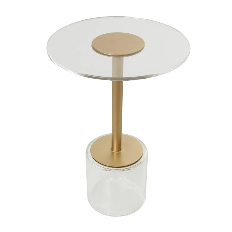 Tavolino d'appoggio in acrilico con base rialzata e supporto dorato - Trasparente - Roche River Decor