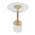 Tavolino d'appoggio in acrilico con base rialzata e supporto dorato - Trasparente - Roche River Decor