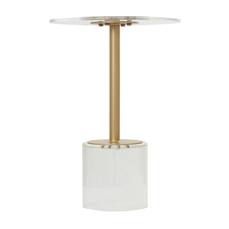 Tavolino d'appoggio in acrilico con base rialzata e supporto dorato - Trasparente - Roche River Decor