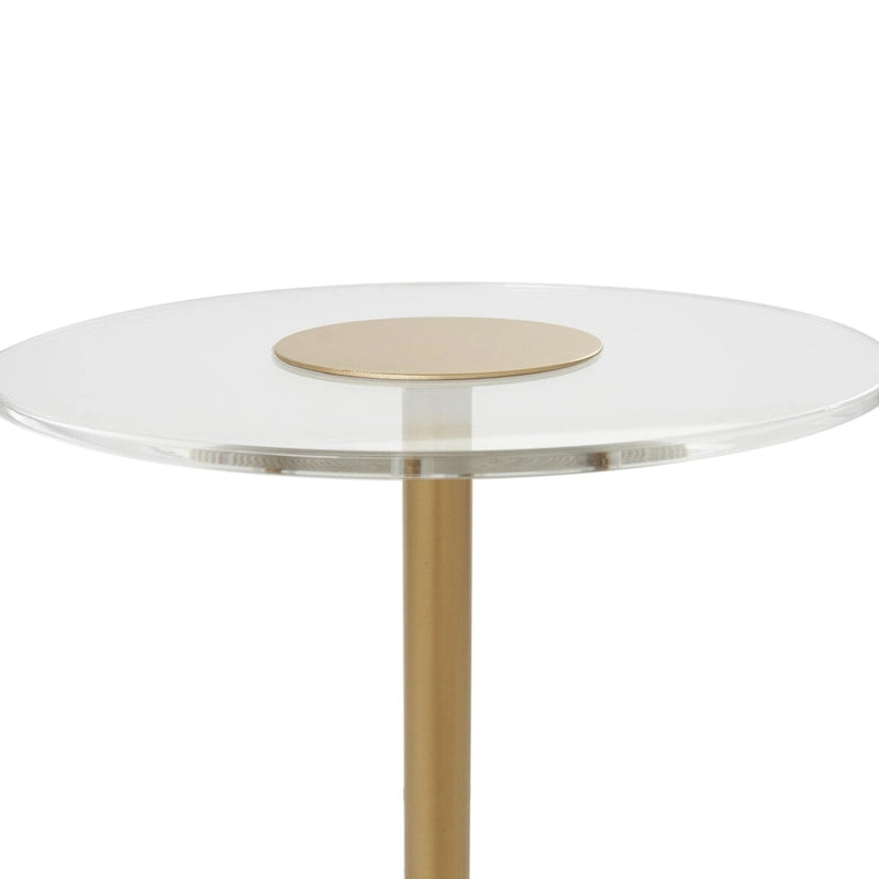 Tavolino d'appoggio in acrilico con base rialzata e supporto dorato - Trasparente - Roche River Decor