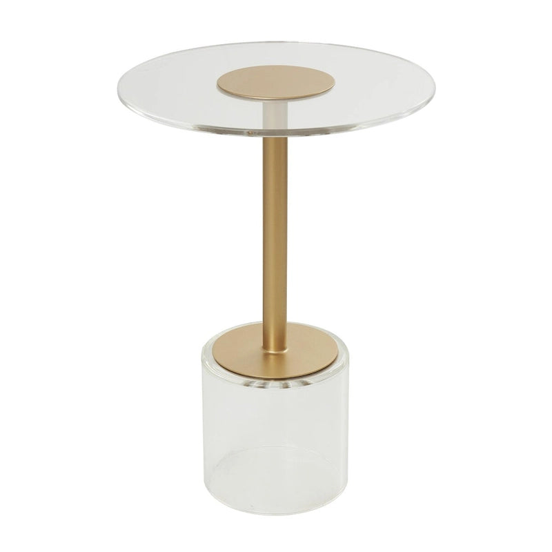 Tavolino d'appoggio in acrilico con base rialzata e supporto dorato - Trasparente - Roche River Decor