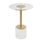 Tavolino d'appoggio in acrilico con base rialzata e supporto dorato - Trasparente - Roche River Decor