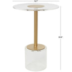 Tavolino d'appoggio in acrilico con base rialzata e supporto dorato - Trasparente - Roche River Decor
