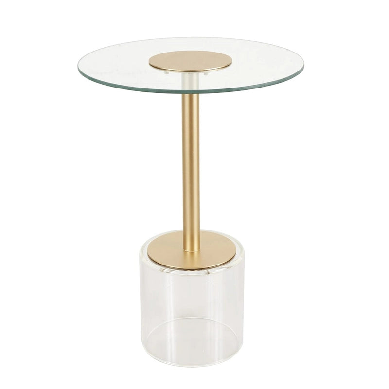 Tavolino d'appoggio in acrilico con base rialzata e supporto dorato - Trasparente - Roche River Decor