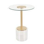 Tavolino d'appoggio in acrilico con base rialzata e supporto dorato - Trasparente - Roche River Decor
