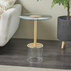 Tavolino d'appoggio in acrilico con base rialzata e supporto dorato - Trasparente - Roche River Decor