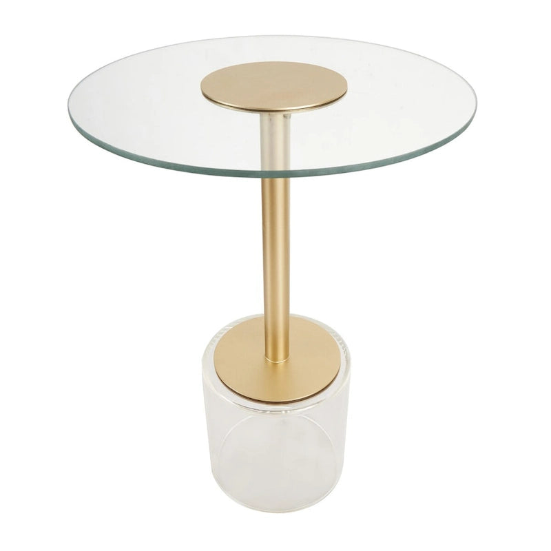 Tavolino d'appoggio in acrilico con base rialzata e supporto dorato - Trasparente - Roche River Decor