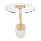 Tavolino d'appoggio in acrilico con base rialzata e supporto dorato - Trasparente - Roche River Decor