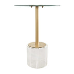 Tavolino d'appoggio in acrilico con base rialzata e supporto dorato - Trasparente - Roche River Decor