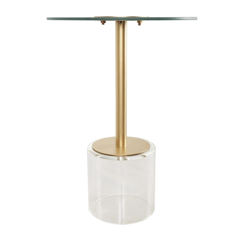 Tavolino d'appoggio in acrilico con base rialzata e supporto dorato - Trasparente - Roche River Decor