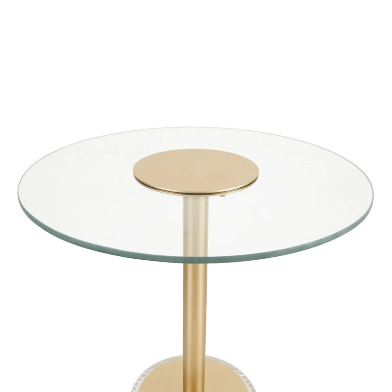 Tavolino d'appoggio in acrilico con base rialzata e supporto dorato - Trasparente - Roche River Decor