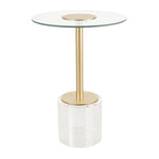 Tavolino d'appoggio in acrilico con base rialzata e supporto dorato - Trasparente - Roche River Decor