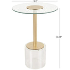 Tavolino d'appoggio in acrilico con base rialzata e supporto dorato - Trasparente - Roche River Decor