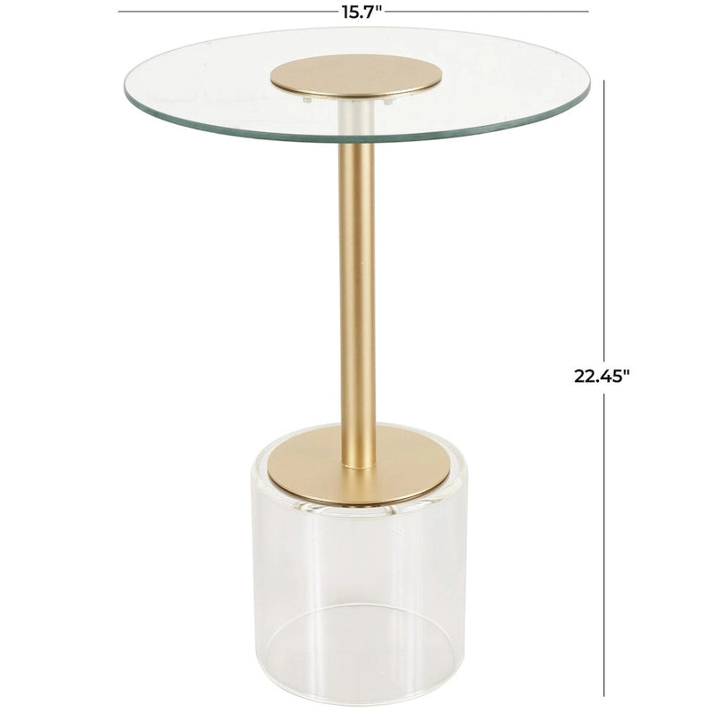 Tavolino d'appoggio in acrilico con base rialzata e supporto dorato - Trasparente - Roche River Decor