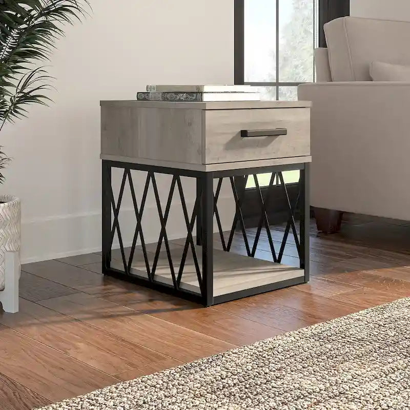 Table d'appoint industrielle City Park avec tiroir