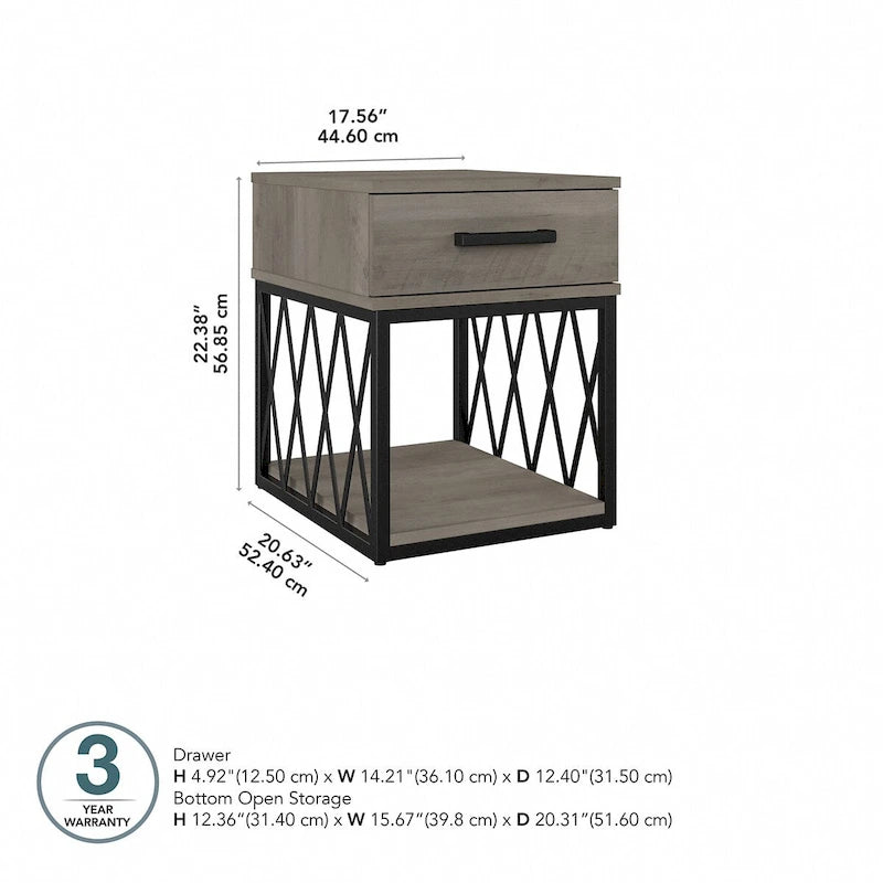 Table d'appoint industrielle City Park avec tiroir