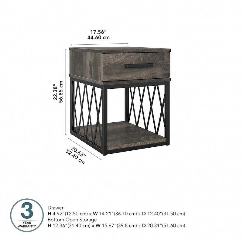 Table d'appoint industrielle City Park avec tiroir