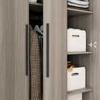 Wardrobe Armoire Wooden Closet Cabinet 6 Storage Cube and Hanging Rod