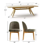 7-Piece Dining Table Set, 78-96 Extendable Trestle Base Table with Upholstered Chairs Featuring Solid Wood Legs-Panipeachy