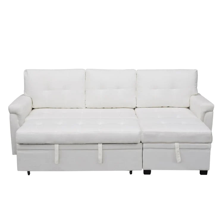 Reversible Sectional Sofa with Pull-Out Sleeper Bed, Hidden Storage Chaise, Durable Legs,