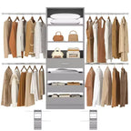 Besiost 4-9 Ft Wooden Closet Organizer System with 4 Drawers, 4 Hanging Rods & Shelving Towers