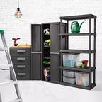 Sterilite 2 Pack Adjustable 4-Shelf Garage Storage Cabinet Bin Organizer, Gray