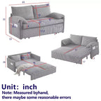 64.5 3-in-1 Convertible Corduroy Sleeper Sofa Bed with Pullout Bed