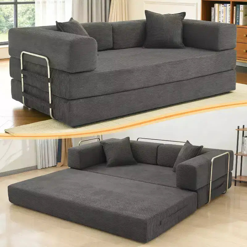 Dyonery 78Folding Sofa Bed Convertable Corduroy Couch King Size Floor Sleeper 4-in-1 DIY Combination Modular Sofa Fold Out Comfy sofa.