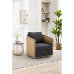 Fauteuil pivotant, fauteuil d'appoint rond confortable, fauteuil club pivotant à 360 degrés, fauteuil de loisirs avec cadre en rotin tressé