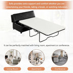 Twin Size Folding Pull out Ottoman Sleeper Bed with Mattress Convertible Guest Bed, PU Upholstered Sleeper Sofa