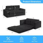 Mjkone 71'' 2-in-1 Convertible Futon Sofa Bed, Corded Fabric Foldable Tufted Buttons Loveseat Sleeper Sofa,Space-Saving