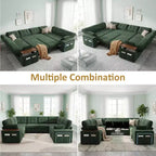 Dyonery 112 Modular Sectional Sleeper Sofa with Pull Out Bed,U-Shaped Sectional Couch with Storage,Extra Wide & Deep Seat Couches for Living Room