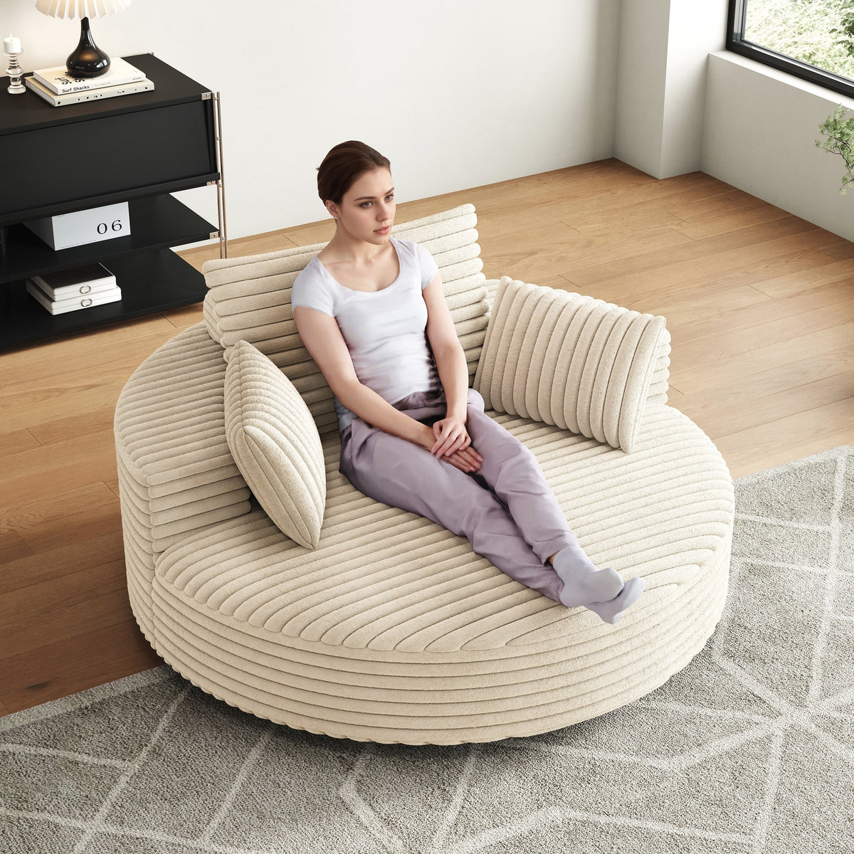 Corduroy Chenille Foam Single Swivel Chair