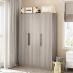 Wardrobe Armoire Wooden Closet Cabinet 6 Storage Cube and Hanging Rod
