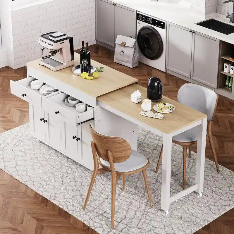 Isola cucina Abner con tavolo da pranzo allungabile