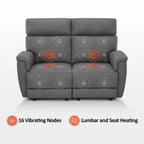 Canapé inclinable électrique MCombo 60,2 po avec massage et double chauffage, appuie-tête réglable, ports USB et Type C, tissu