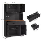 71 Kitchen Pantry Cabinet with Charging Station, Large Countertop, Microwave Stand & 2 Drawers,Hutch Storage for Dining & Living Room