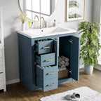 30 Single Sink Bathroom Vanity with Cabinet & 3 Drawers – Black / Blue / Green / Indigo / White