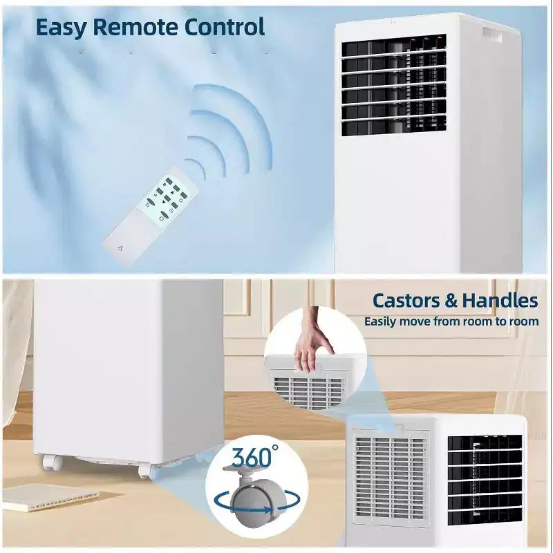 8K BTU Portable Air Conditioner - 3-in-1 Cooling, Dehumidifier & Fan for 350 Sq Ft with Sleep Mode & 1-Year Warranty