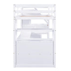 Twin Size Loft Bed with Desk and Shelves, Two Built-in Drawers, Storage Staircase