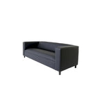 Mid Century Modern 3 Seater Sofa Faux Leather Solid Wood Frame Upholstered