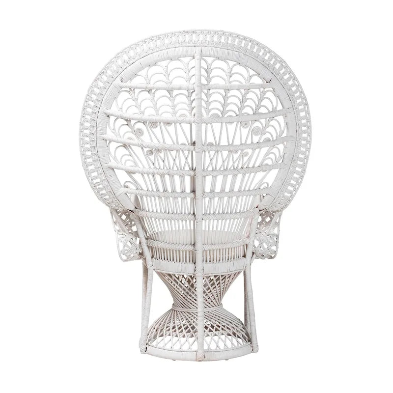 Modern Bohemian White Natural Rattan Peacock Chair