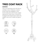 Porte-manteau sur pied en bois d'hévéa à motif de branches d'arbre avec 8 crochets - 24,5 l x 70,87 h