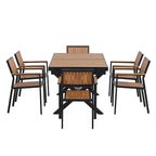 7-Piece Outdoor Extendable Dining Set with Extendable Table and 6 Armrest Chair