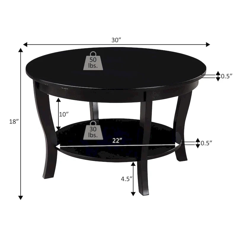 Round Coffee Table with Shelf