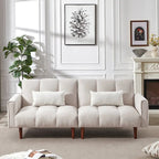 Convertible Futon Sofa Bed with Adjustable Positions and Wooden Legs